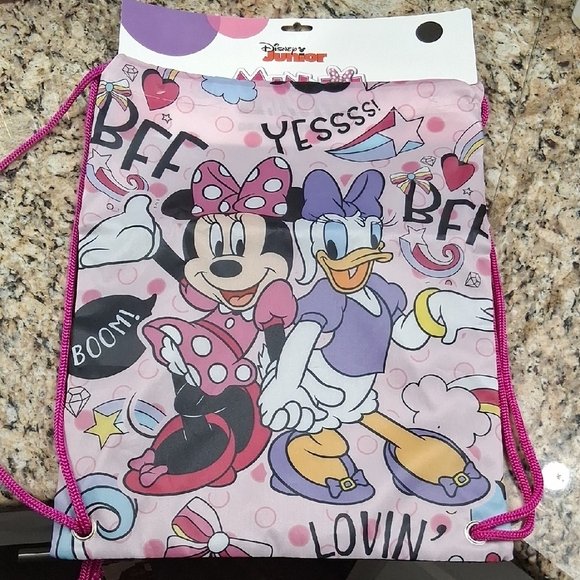 Minnie Mouse and Daisy Duck Kids Drawstring Bag - Pink - Picture 1 of 2